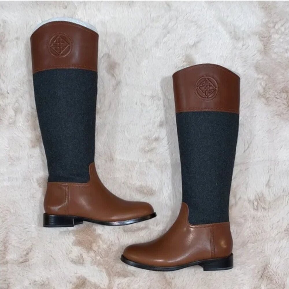 New Antonio Melani Conellie Leather and Flannel Tall Riding Boots